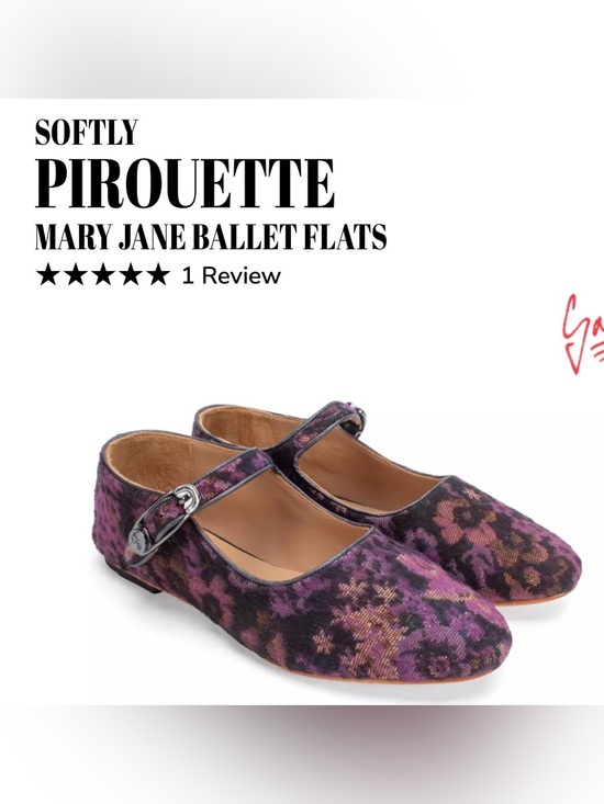 John Fluevog Shoes - SOLD!! Fluevog Softly Pirouette purple floral wool silver buckle MJ flat- 7